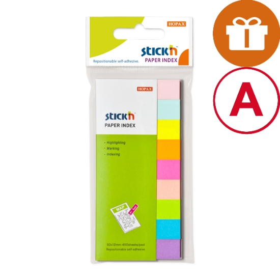 Obrázek Záložky samolepicí papírové STICK'N 50 x 12 mm / 9 x 50 ks