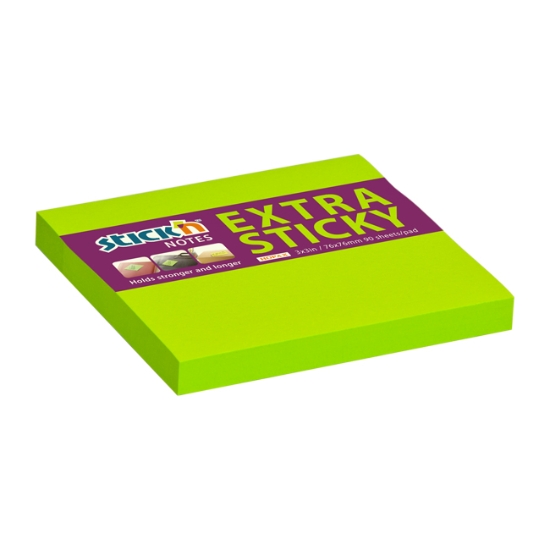 Obrázek Bločky samolepicí STICK'N Extra Sticky 76x76 mm, 90 l - neonově zelená