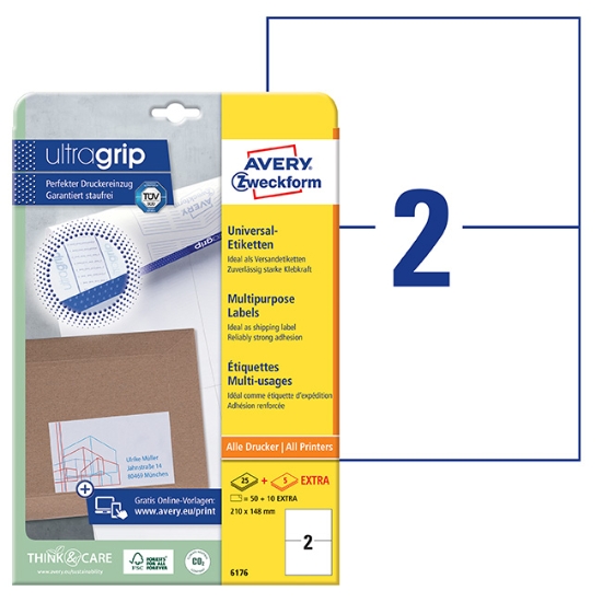 Obrázek Etikety Avery-Zweckform univerzální 210 x 148 mm - bílá / 25+5 archů