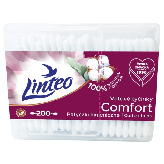 Obrázek Vatové tyčinky LINTEO Comfort, 200 ks BOX