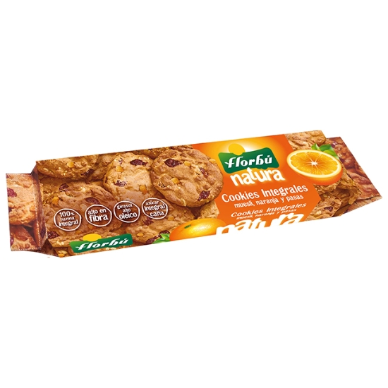 Obrázek Sušenky celozrnné,  cookies Natura, s müsli, pomeranči, rozinkami, 120 g