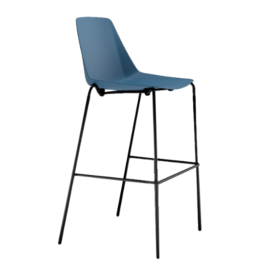 Obrázek Židle barová Com-B N(černá kostra) - modrá