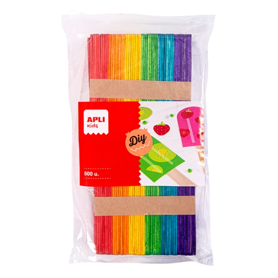 Obrázek APLI nanuková dřívka - Jumbo pack, 114 x 10 x 2 mm, mix barev - 500 ks