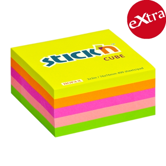 Obrázek Bloček samolepicí STICK 'N 76 x 76 mm, 400 l - neonové barvy