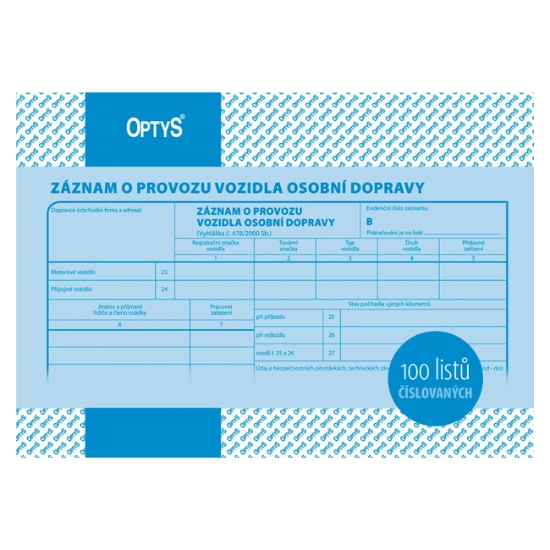 Obrázek Záznam vozidla osobní dopravy O 000177