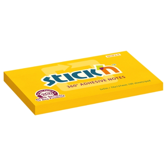 Obrázek Bloček samolepicí 360° STICK´N, 76 x 127 mm, 100 l - oranžový