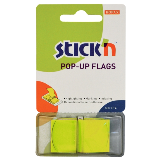 Obrázek Záložky samolepicí plastové STICK 'N 45 x 25 mm - žlutá / 50 ks