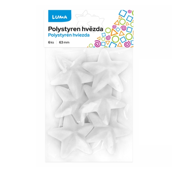 Obrázek Polystyren - Hvězda 63mm,LUMA/6ks