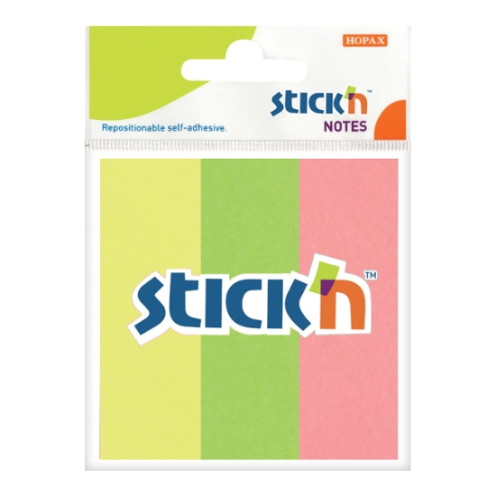 Obrázek Záložky samolepicí papírové STICK 'N 76 x 25 mm - neonové barvy / 3 x 50 ks