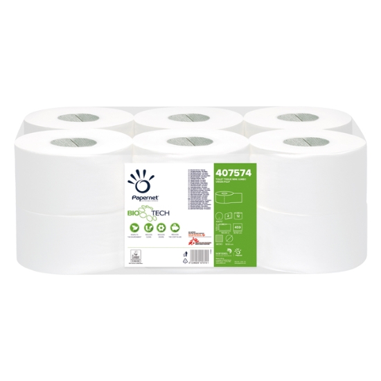 Obrázek Toaletní papír Biotech, Jumbo 190mm/140m, 2vr. celulóza / 12 ks  (407574)