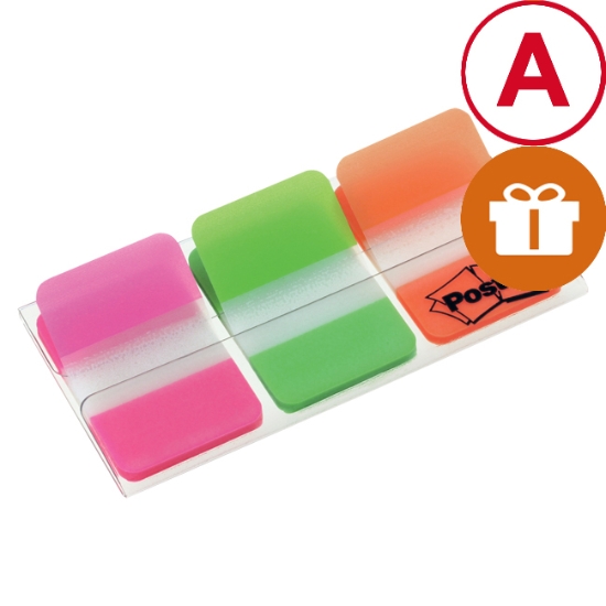 Obrázek Záložky Post-it - super silné 25,4x38 mm - růžová - zelená - oranžová / 3ks