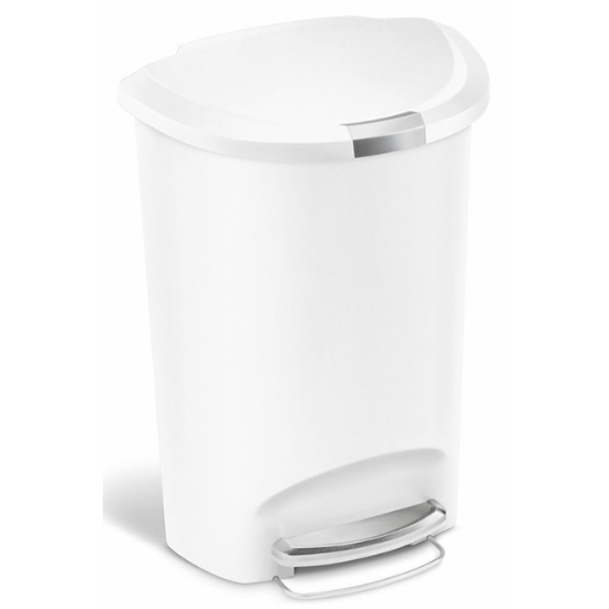 Obrázek Pedálový odpadkový koš Simplehuman – 50 l, půlkulatý, bílý plast