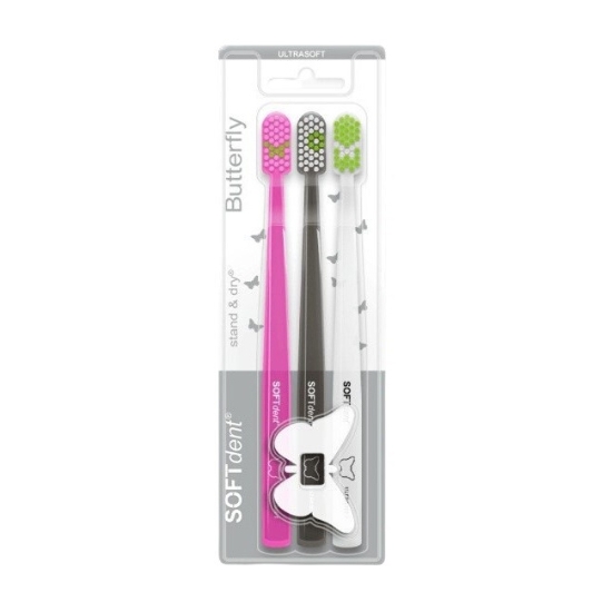 Obrázek Kartáček SOFTdent Butterfly STAND DRY Ultrasoft/3ks