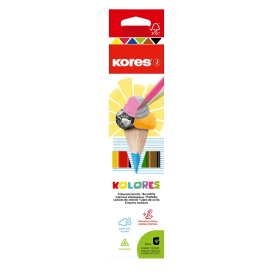 Obrázek Pastelky KOLORES trojhranné / 6 ks