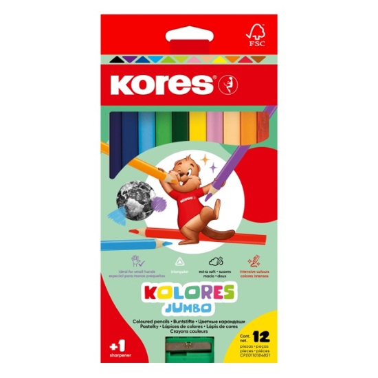 Obrázek Pastelky KOLORES trojhranné JUMBO / 12 ks