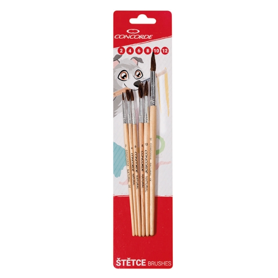 Obrázek Štětce CONCORDE Natural kulaté sada / 6 ks
