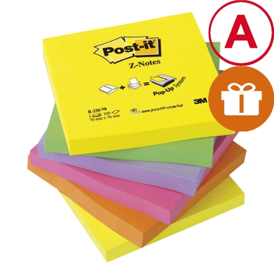 Obrázek Bloček-Z samolepicí Post-it 76x76 mm -  neonové barvy / 6x100 l