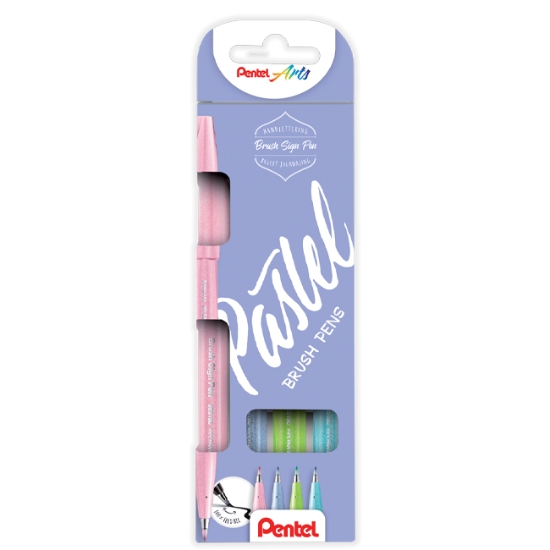 Obrázek Popisovače štětečkové Pentel touch /sada 4 ks - Pastel