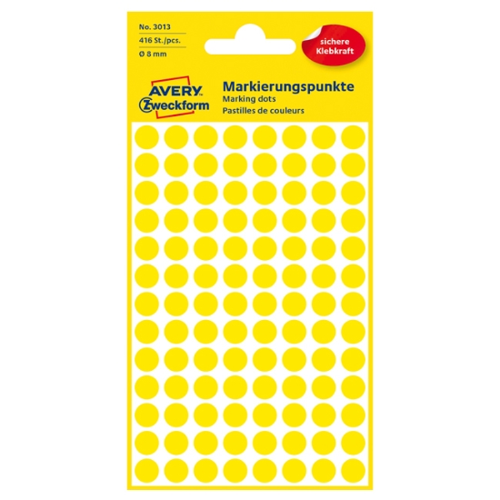Obrázek Etikety Avery-Zweckform - Označovací kolečka ø 8 mm - žlutá / 416ks