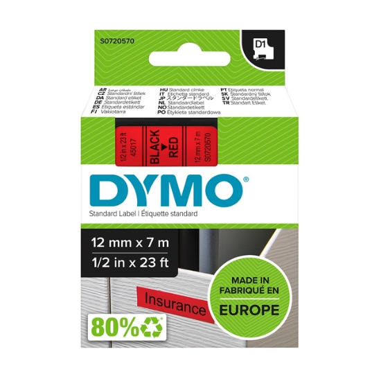 Obrázek Dymo páska D1 12mm x 7m - červená