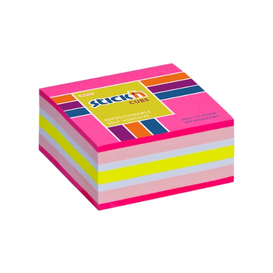 Obrázek Bloček mini samolepicí STICK 'N 51 x 51 mm, 250 l - růžový mix