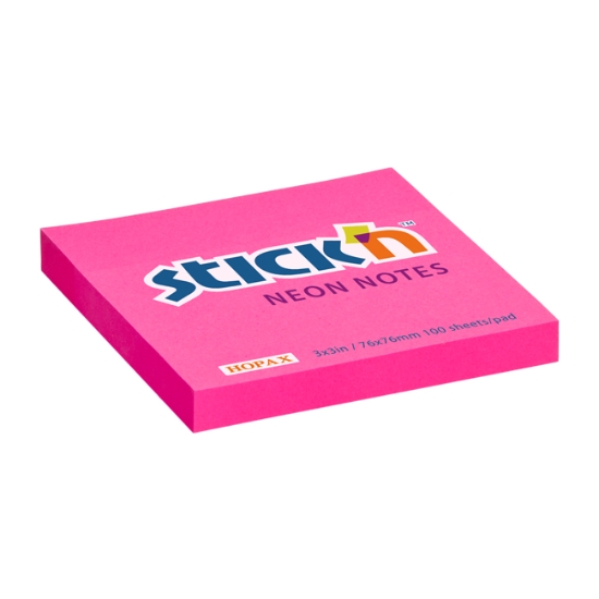 Obrázek Bloček samolepicí STICK 'N 76 x 76 mm, 100 l - neonově růžová