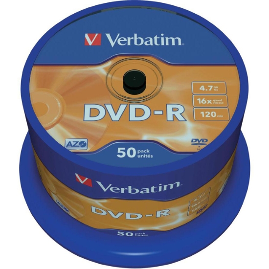 Obrázek VERBATIM DVD-R, DataLife PLUS, 4.7 GB, Scratch Resistant, Matte Silver, cake box, 43548, 16x / 50 ks