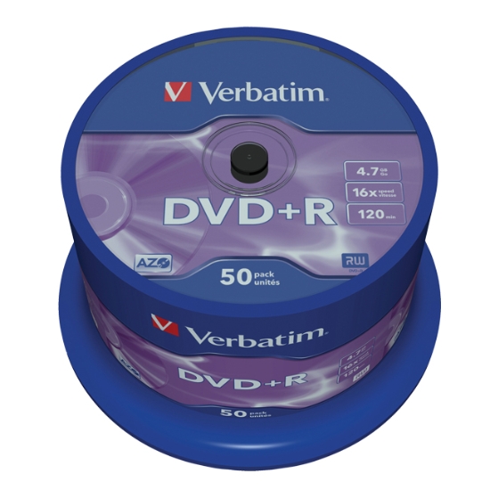 Obrázek VERBATIM DVD+R, DataLife PLUS, 4.7 GB, Scratch Resistant, 43550, 16x/ 50ks