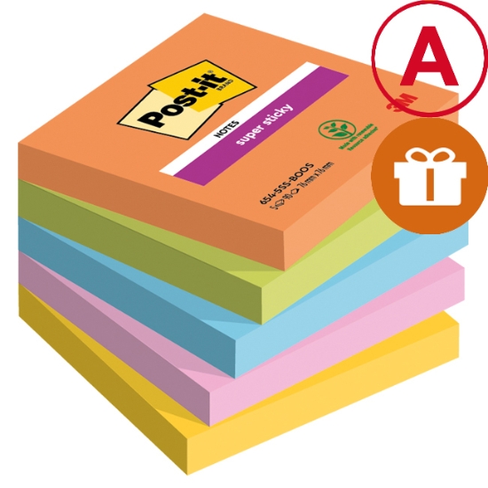 Obrázek Bloček samolepicí Post-it Super Sticky 76 x 76 mm - BOOST / 5 x 90 l