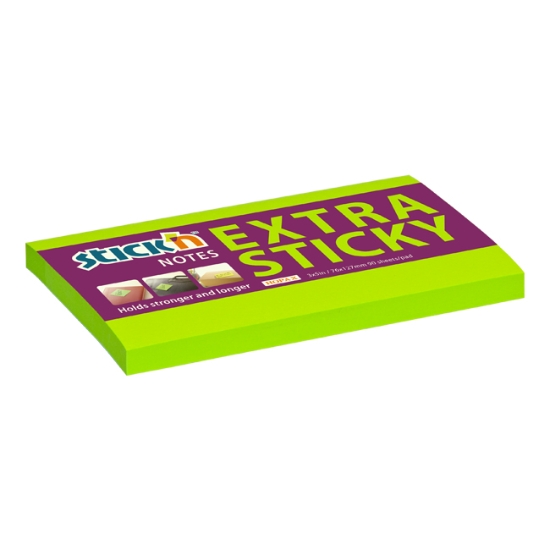 Obrázek Bločky samolepicí STICK'N Extra Sticky 76x127 mm, 90 l - neonově zelená