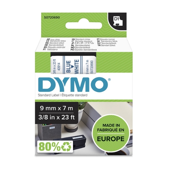 Obrázek Dymo páska D1 9mm x 7m - modrá/bílá