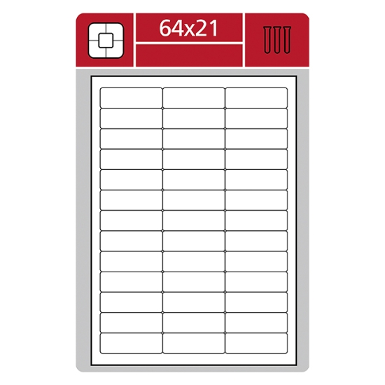 Obrázek Etiketa L 64 x 21 mm A4 - bílá / 100 archů