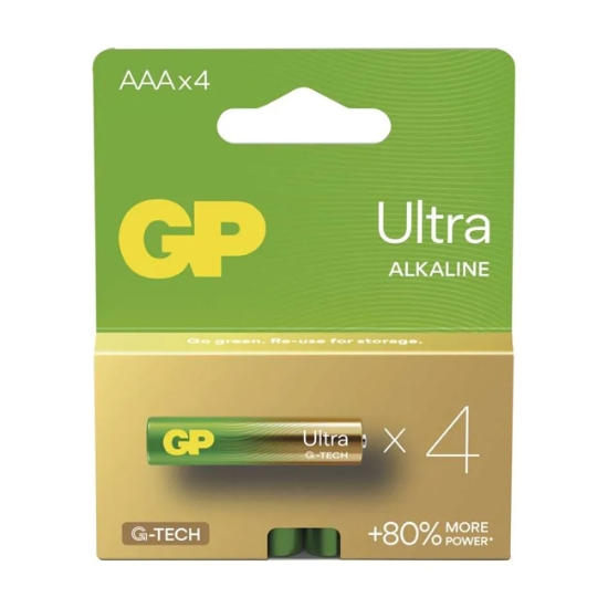 Obrázek Baterie GP alkalické LR03 Ultra (AAA) / 4 ks   