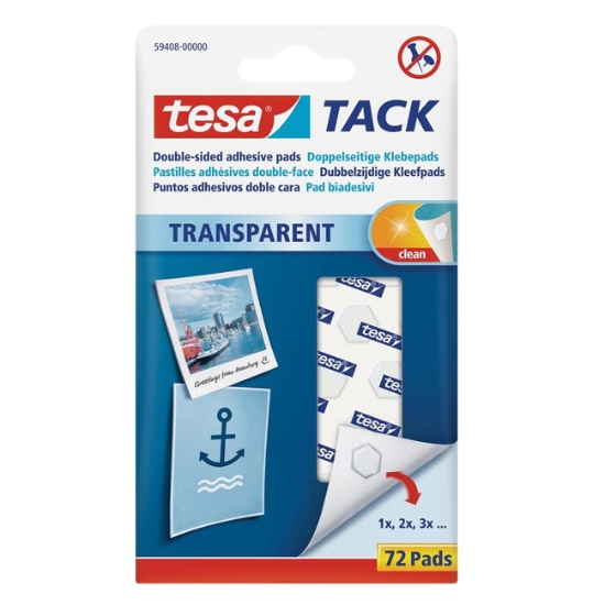 Obrázek tesa® TACK, oboustranně lepicí polštářky -  průhledné / 72ks