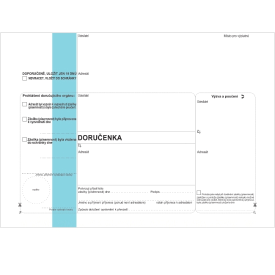 Obrázek Doručenka C5 modrý pruh, daňový řád ODJ-DZfin (typ BOWA) / 1000 ks