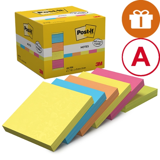 Obrázek Bloček samolepicí Post-it 76x76 mm - ENERGETIC / 6x100