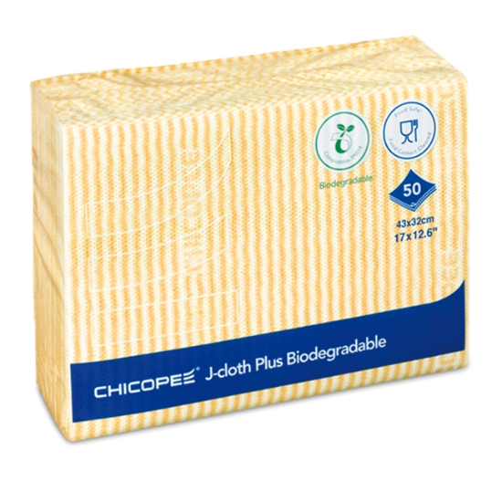 Obrázek Utěrky CHICOPEE J-cloth Plus Biodegradable 43x32 cm - žluté / 50 ks 