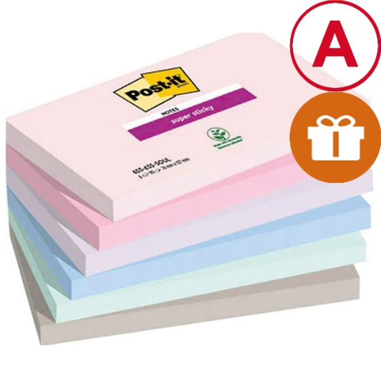 Obrázek Bloček samolepicí Post-it Super Sticky 76 x 127 mm - SOULFUL / 6 x 90 l