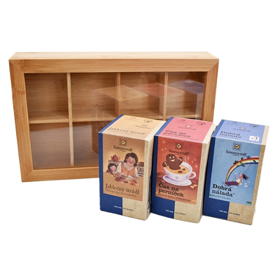 Obrázek Krabička z bambusu TEATIME s čaji SONNENTOR / 54 ks