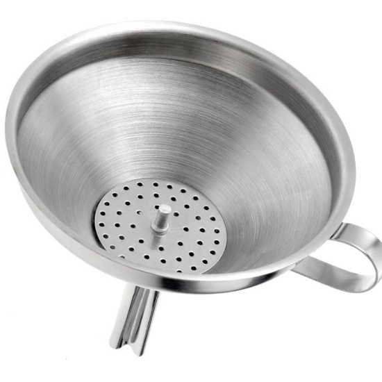 Obrázek Trychtýř s odnímatelným sítkem, nerezový 13 cm