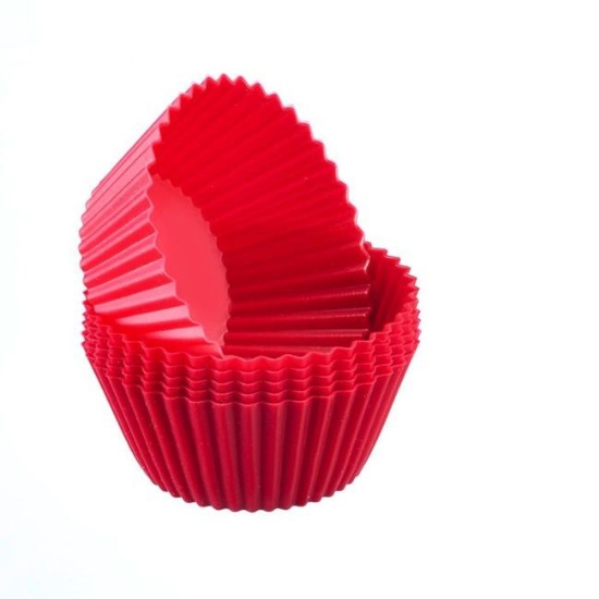 Obrázek Košíčky na muffiny, silikonové ø 7 cm - červené / 6 ks