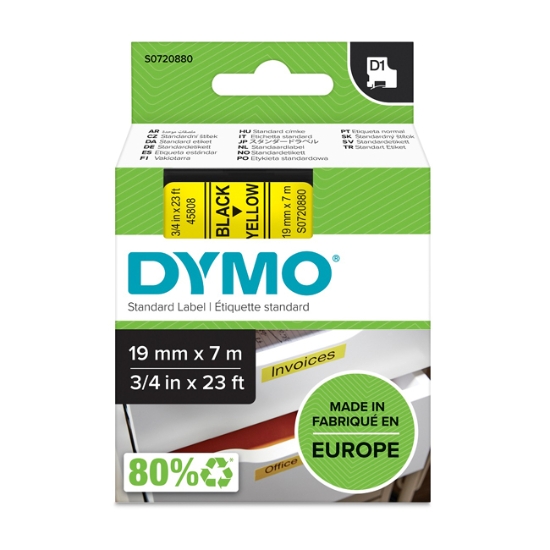 Obrázek Dymo páska D1 19mm x 7m - žlutá