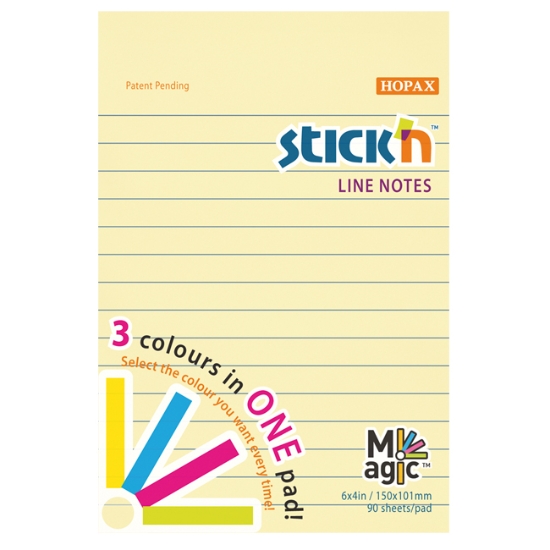 Obrázek Bloček samolepící STICK´N Magic 150 x101 mm, 90 l - barevný mix