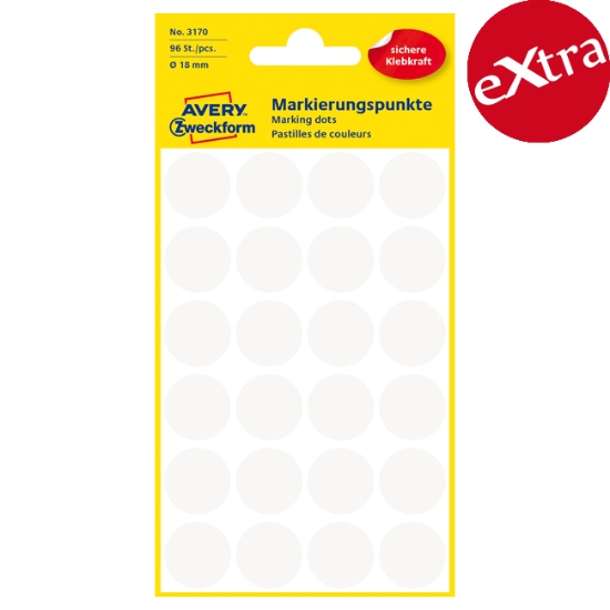 Obrázek Etikety Avery-Zweckform - Označovací kolečka ø 18 mm - bílá / 96ks