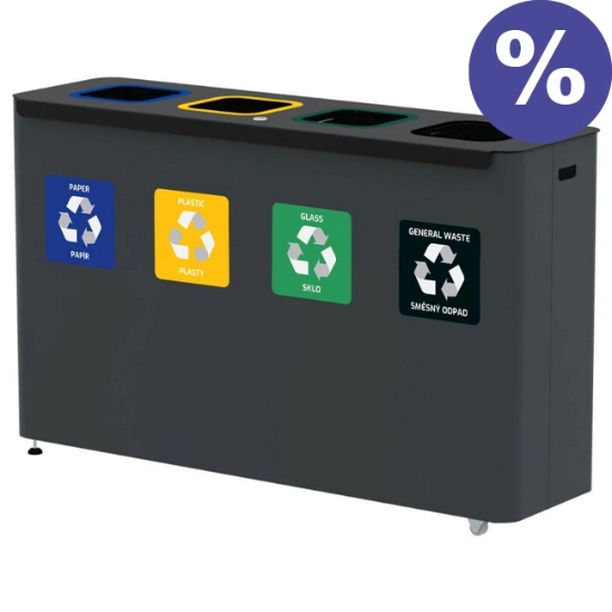Obrázek Sestava na tříděný odpad Eko Star Station 4 x 60 l, lakovaná ocel - šedá