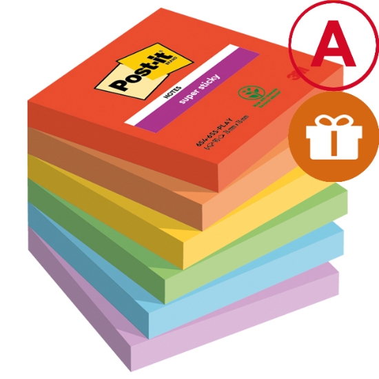 Obrázek Bloček samolepicí Post-it Super Sticky 76 x 76 mm - PLAYFUL / 6 x 90 l 