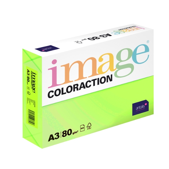 Obrázek Papír barevný IMAGE COLORACTION A3 80 g - reflexní zelená / 500 listů