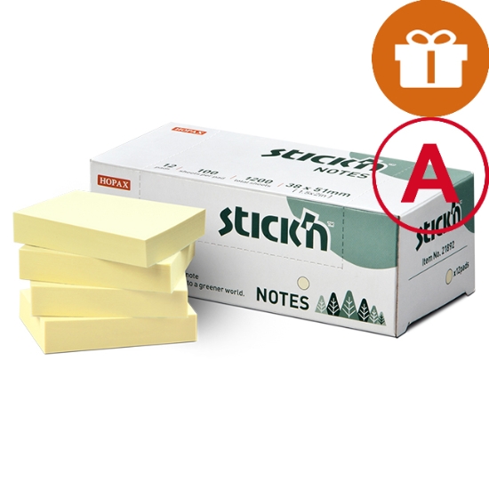 Obrázek Bločky samolepicí STICK´N - FSC 38 x 51mm/12x100 listů - pastelová žlutá