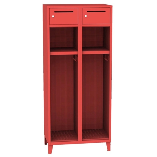 Obrázek Šatní skříň pro hasiče FMO/E-700-06.R, červená, cylindrický zámek