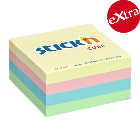 Obrázek Bloček samolepicí STICK 'N 76 x 76 mm, 400 l - pastelové barvy